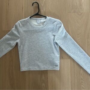 TNA Light Gray Waffle Knit Top